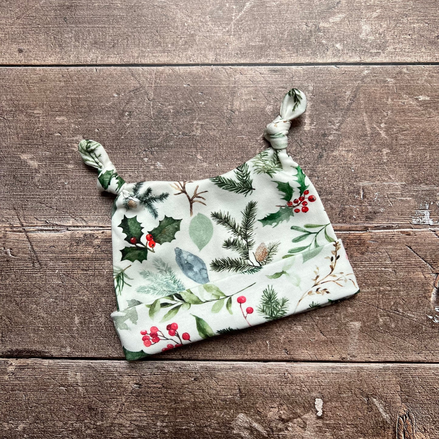 Festive Foliage Double Knotted Hat - 0-3m