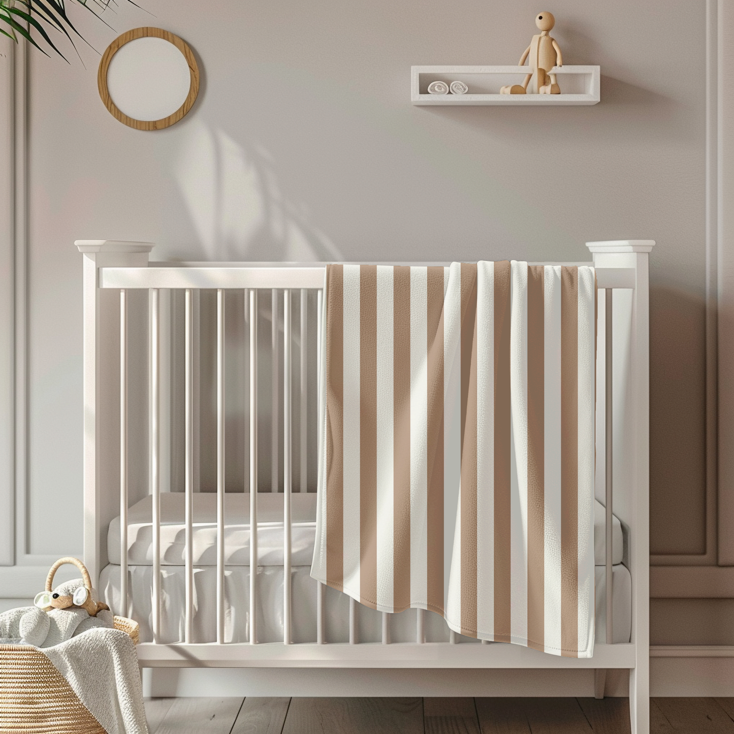 Taupe Stripes Toddler & Child Sherpa Blanket