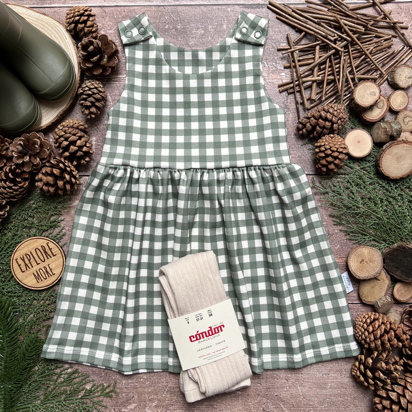 Forest Gingham Pinafore Dress