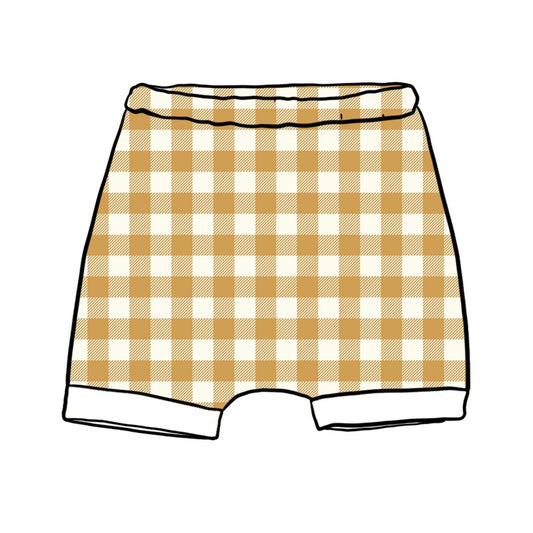 Ochre Gingham Rolled Shorts