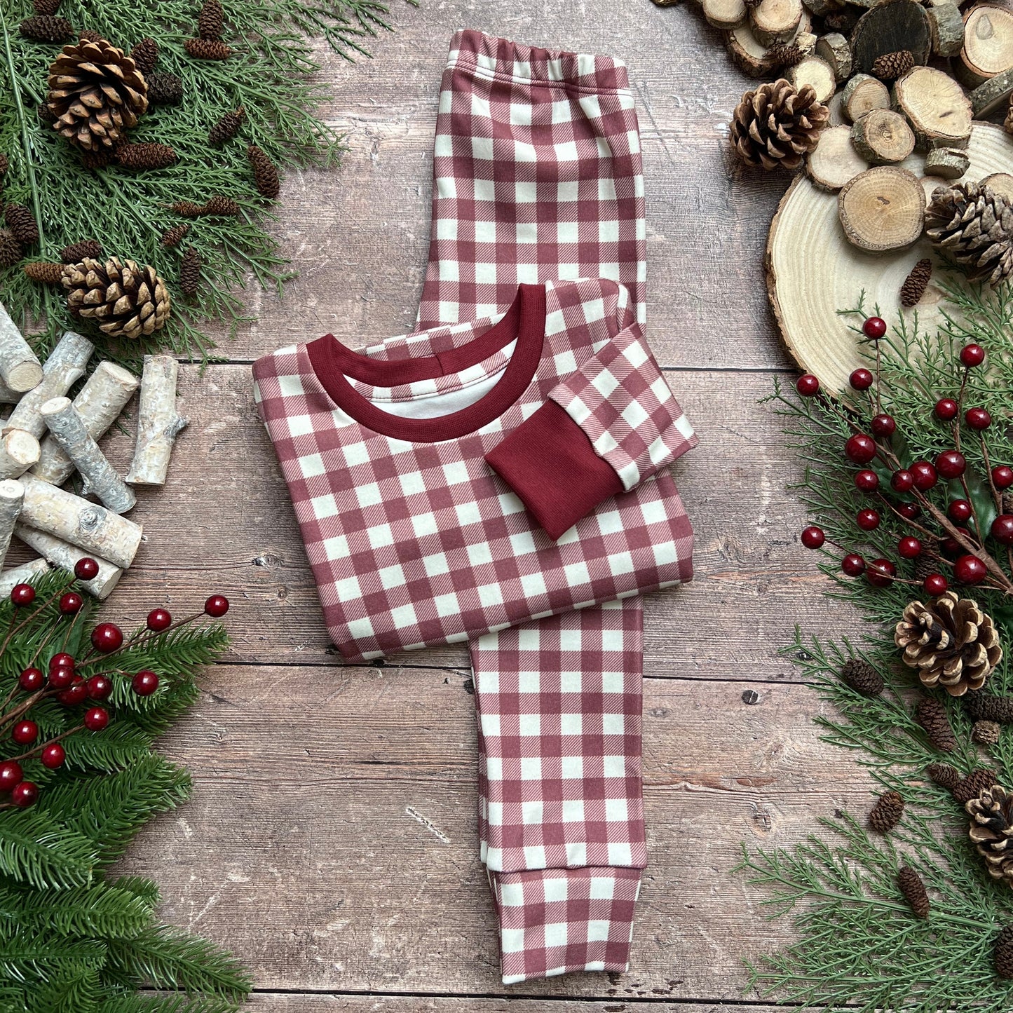 Berry Gingham Long Sleeve T-Shirt