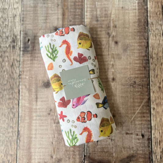 Deep Sea Muslin Swaddle Blanket