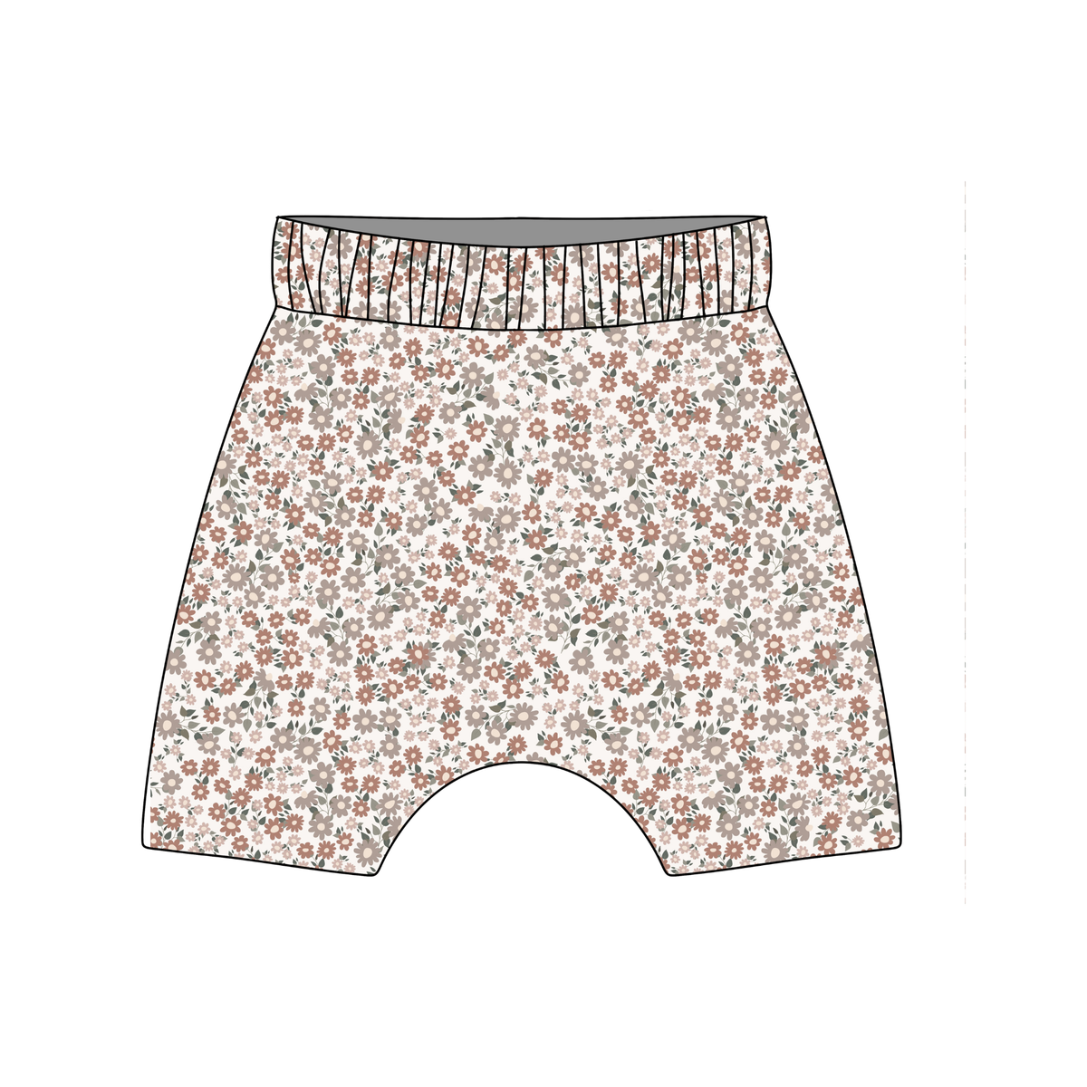 Cottage Core Ditsy Child & Baby Shorts - Rolled or Hemmed