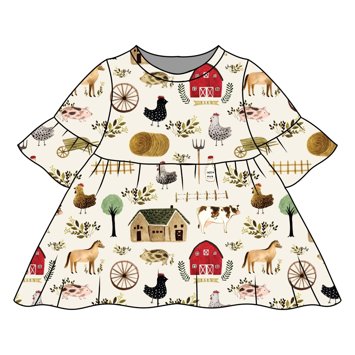 Farming Child & Baby Sleeved Dress - 3 options