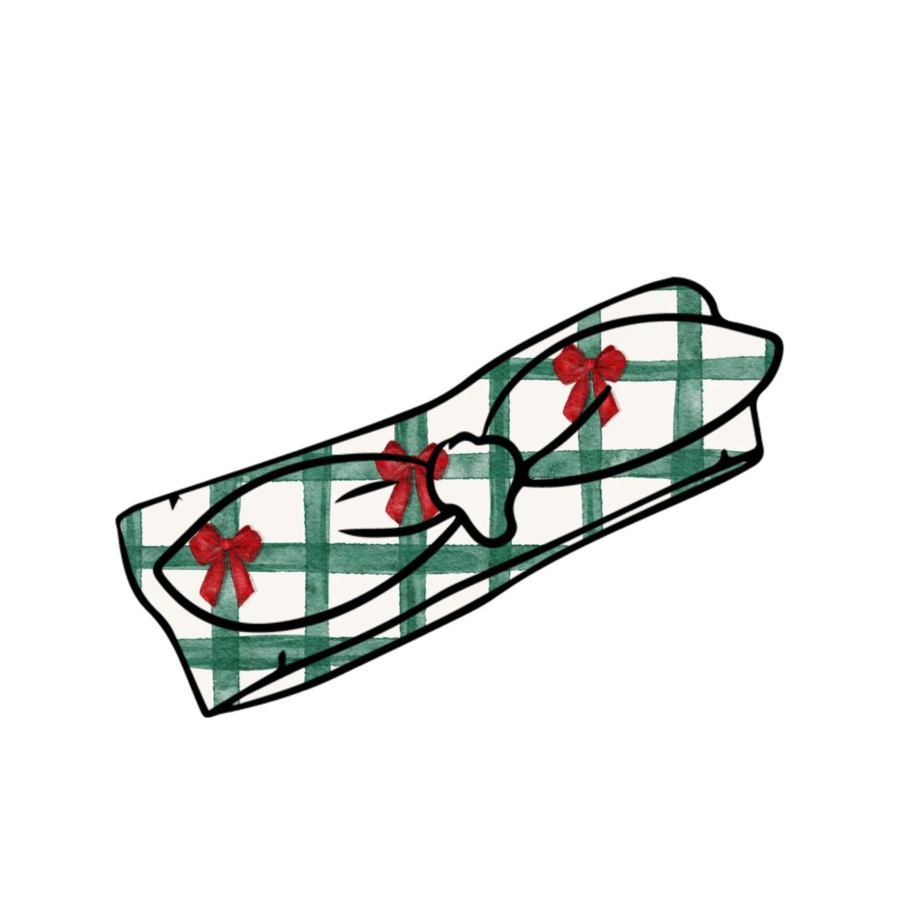 Christmas Gingham Knot Bow Headband 1-3 years