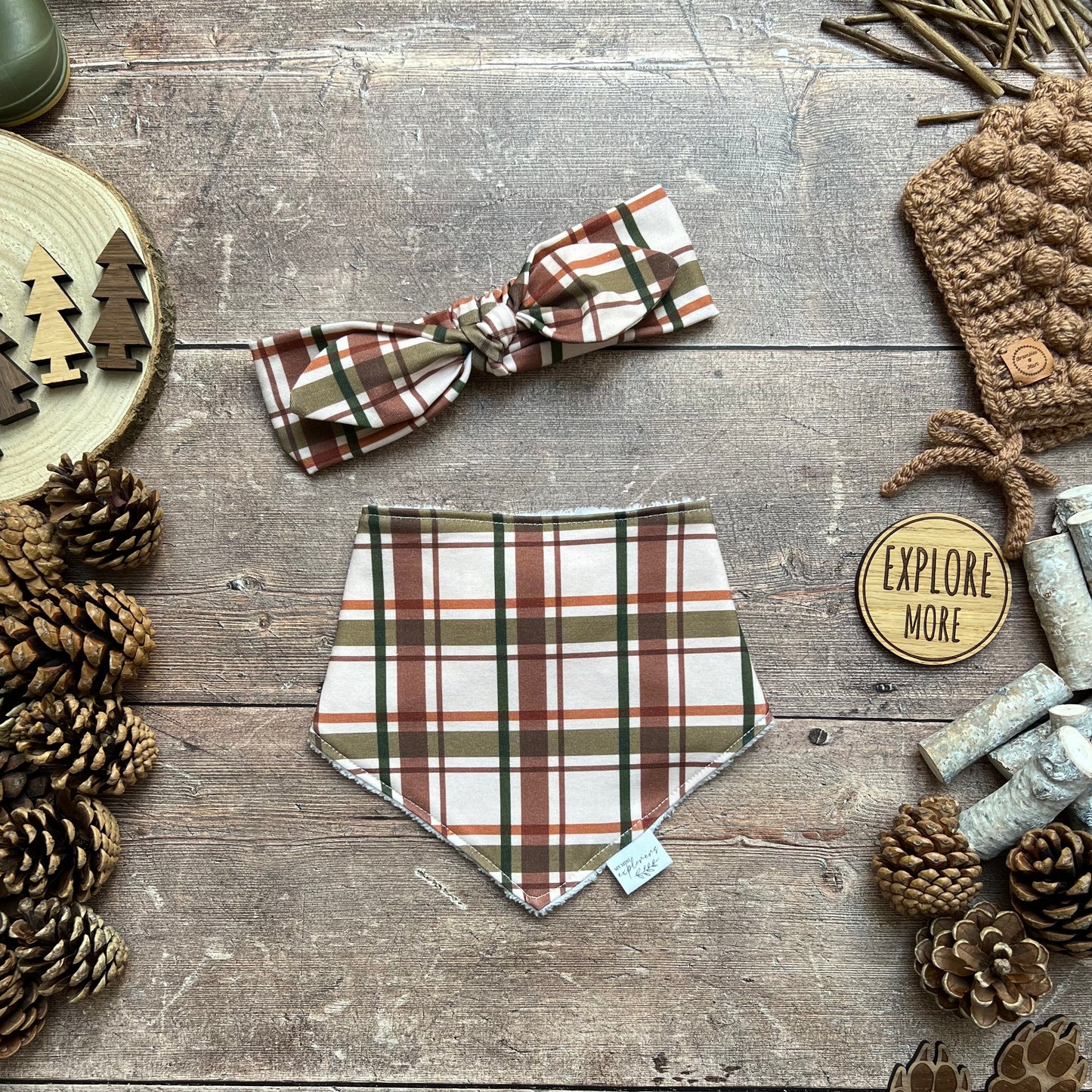 Wild Wood Check Dribble Bib