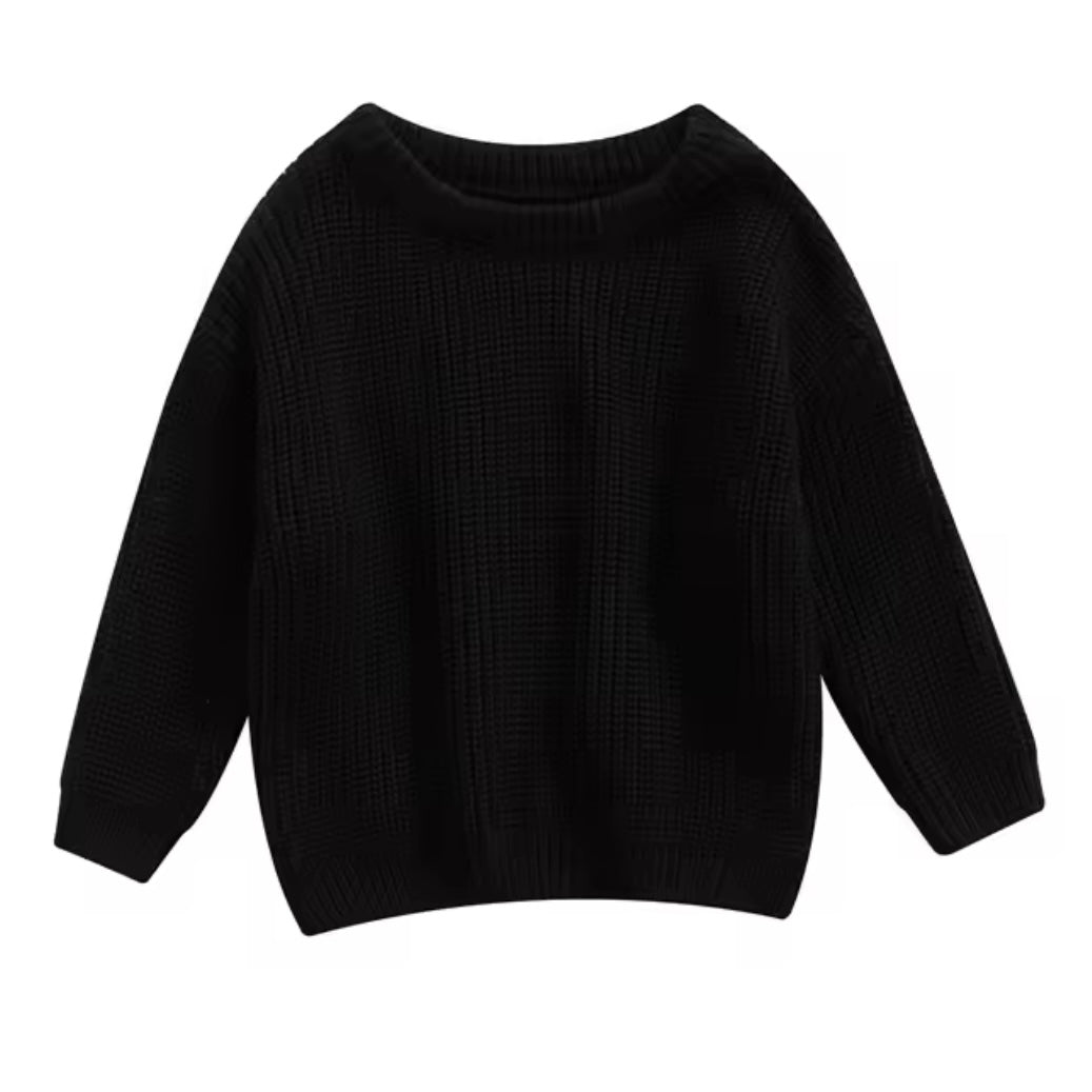 Chunky Knit Oversized Sweater - Black 1-2 years