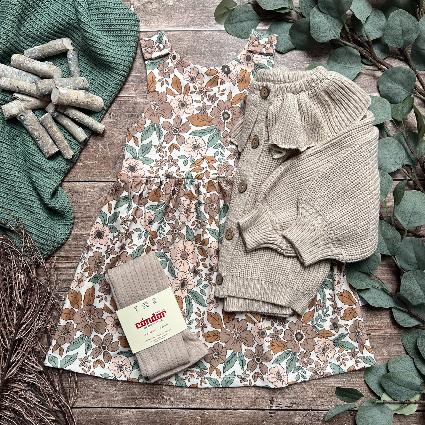 Folk Floral Pinafore Dress