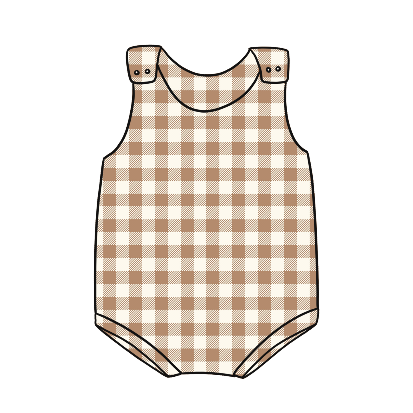 Mocha Gingham Child & Baby Bloomer Romper