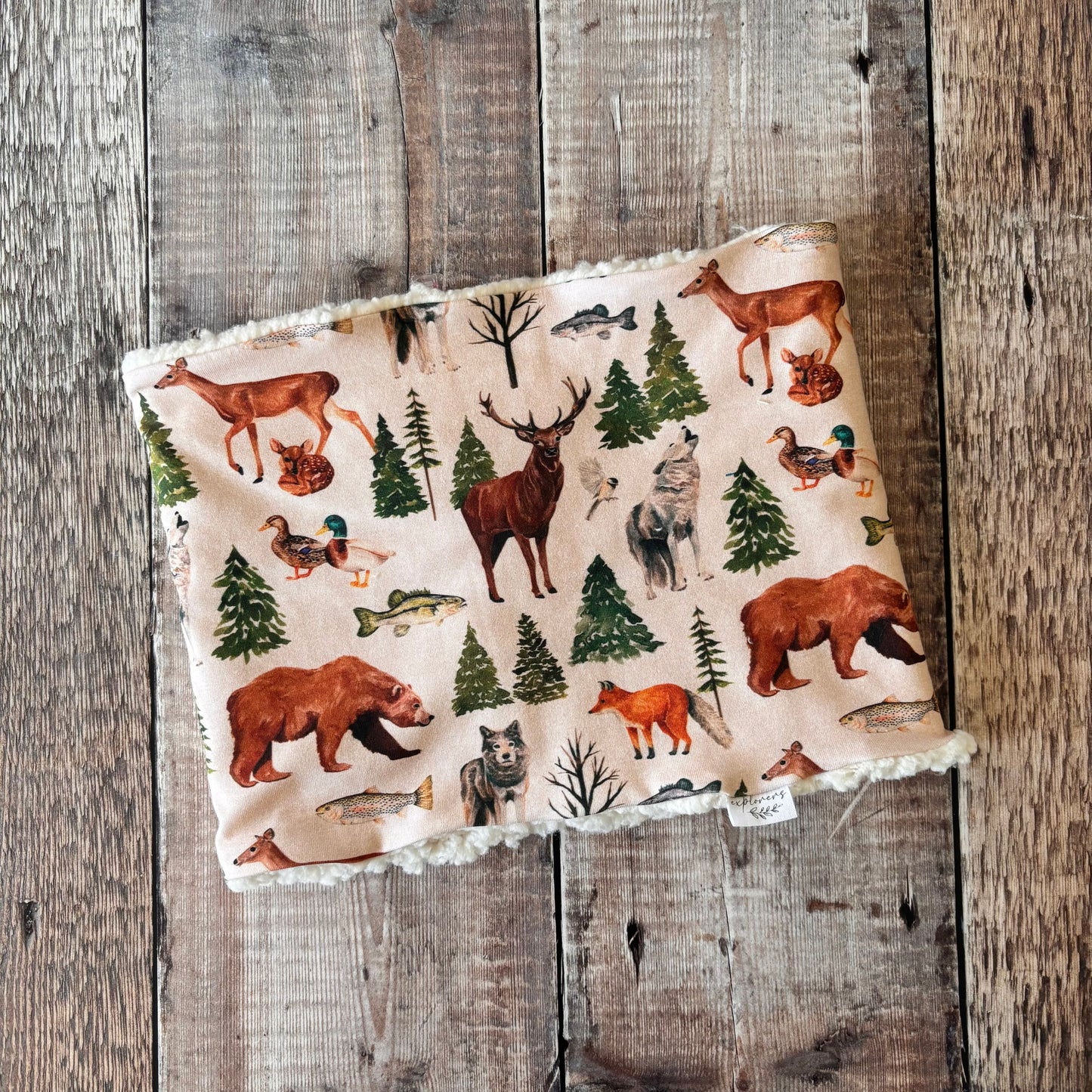 Wild Wood Animals Snood 4+ years (sherpa fleece inside)
