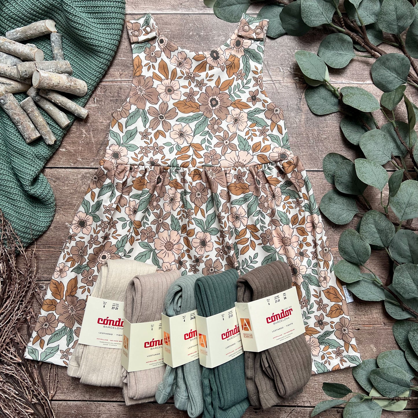 Folk Floral Pinafore Dress