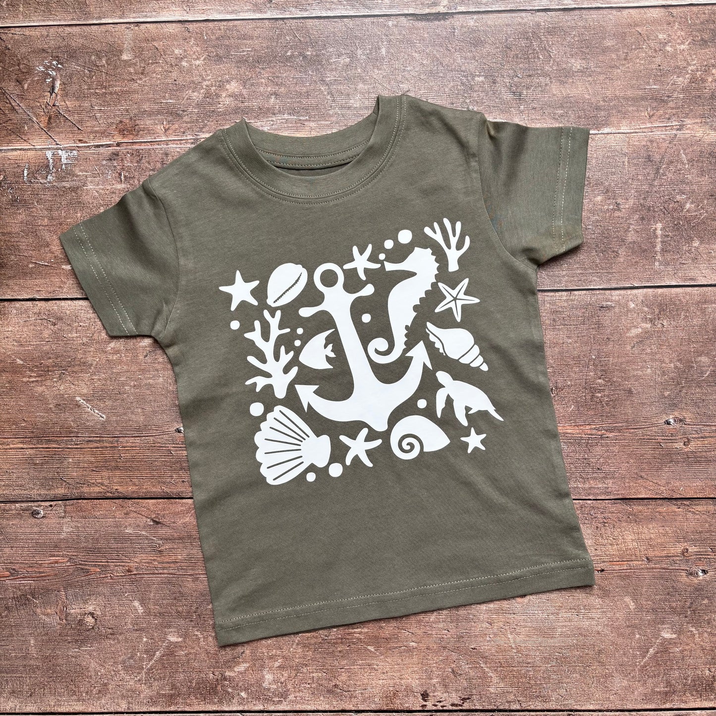 Beach Shapes Short Sleeve T-Shirt 18-24m (Khaki)