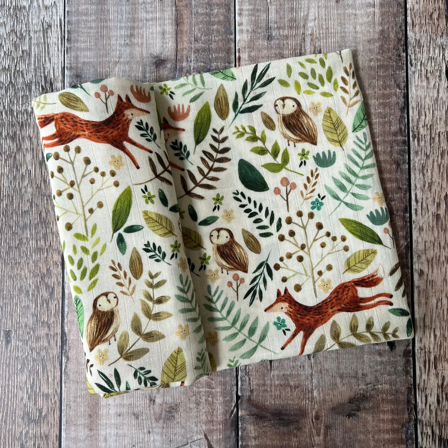 Leaping Fox Muslin Swaddle Blanket
