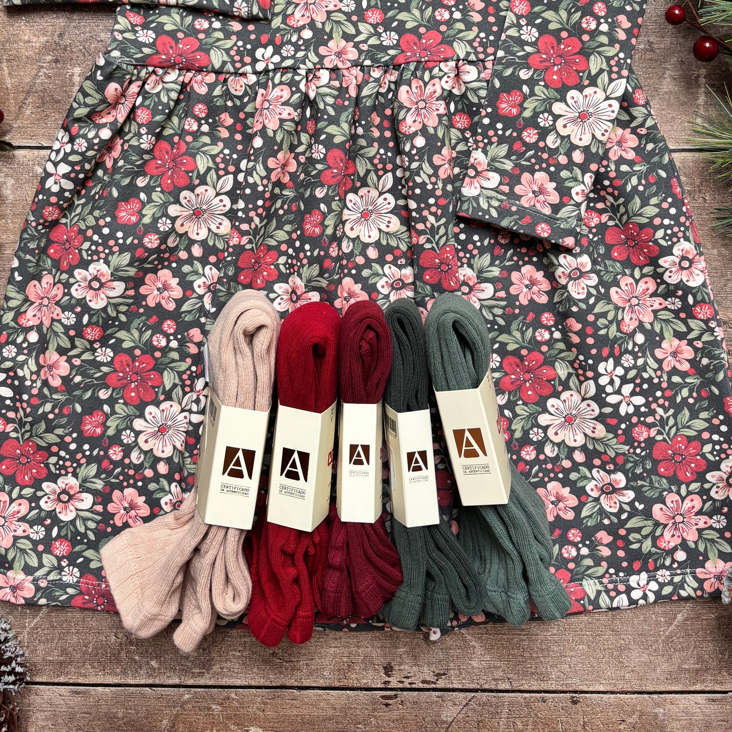 Christmas Floral Child & Baby Frill Sleeve Dress