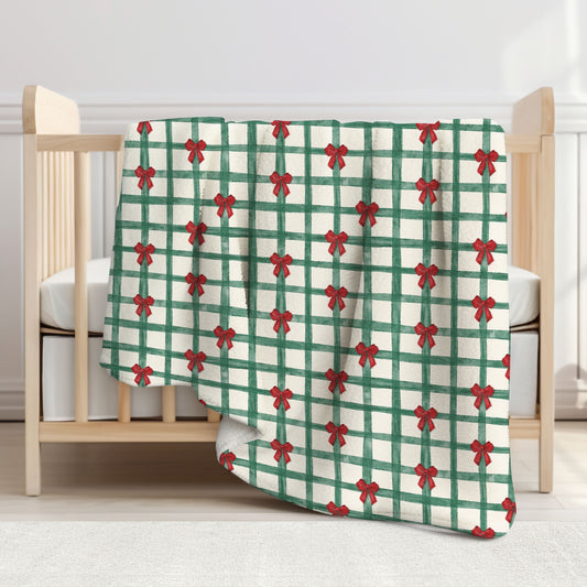 Christmas Gingham Child & Toddler Sherpa Blanket