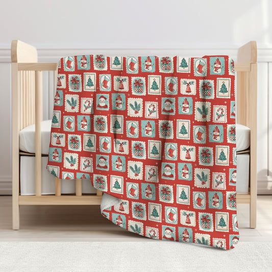 Christmas Stamps Child & Toddler Sherpa Blanket
