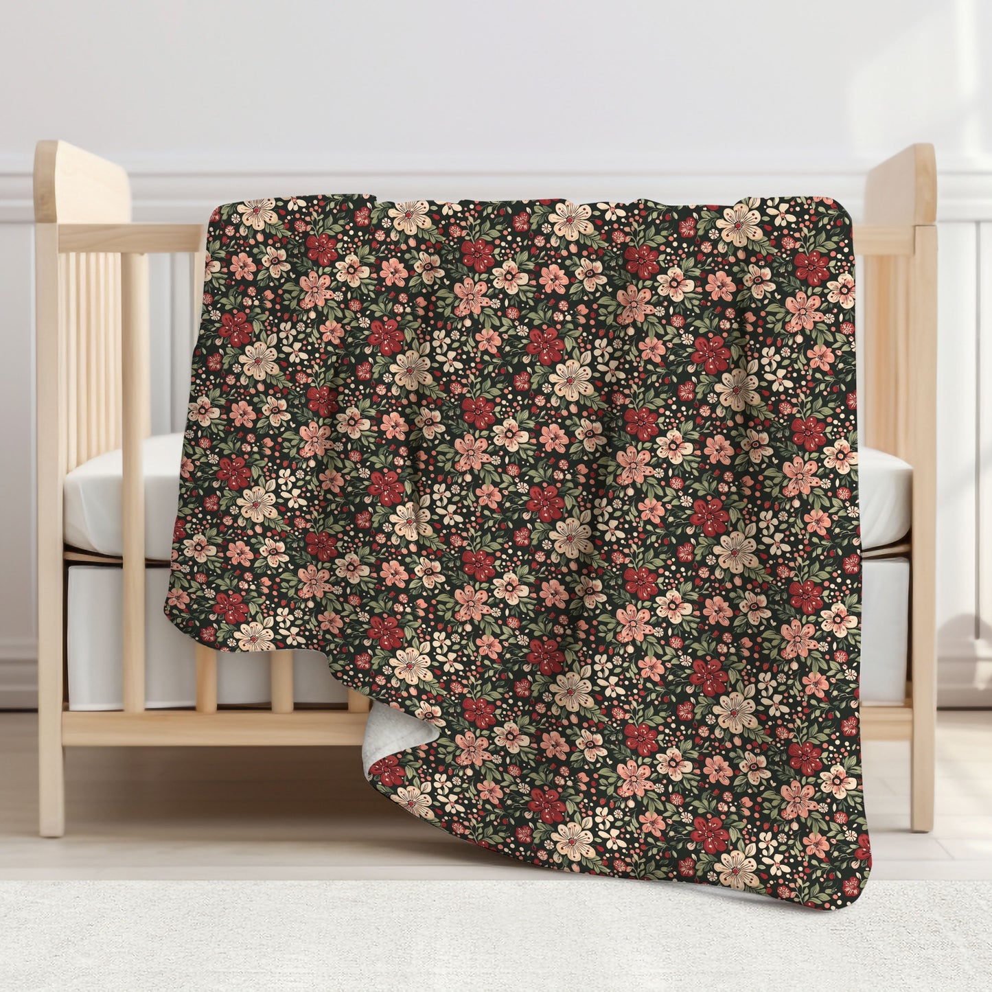 Christmas Floral Child & Toddler Sherpa Blanket