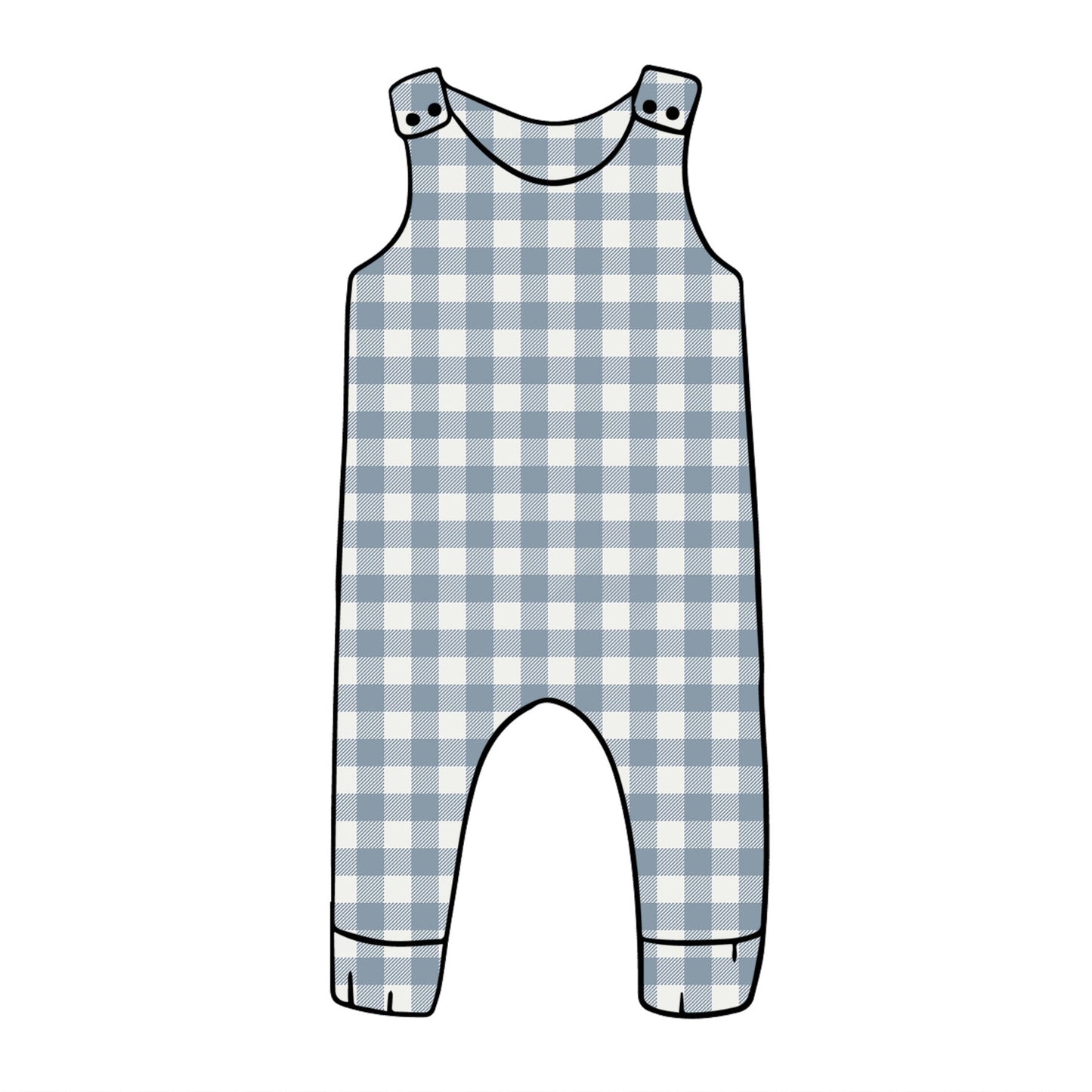 Denim Gingham Romper