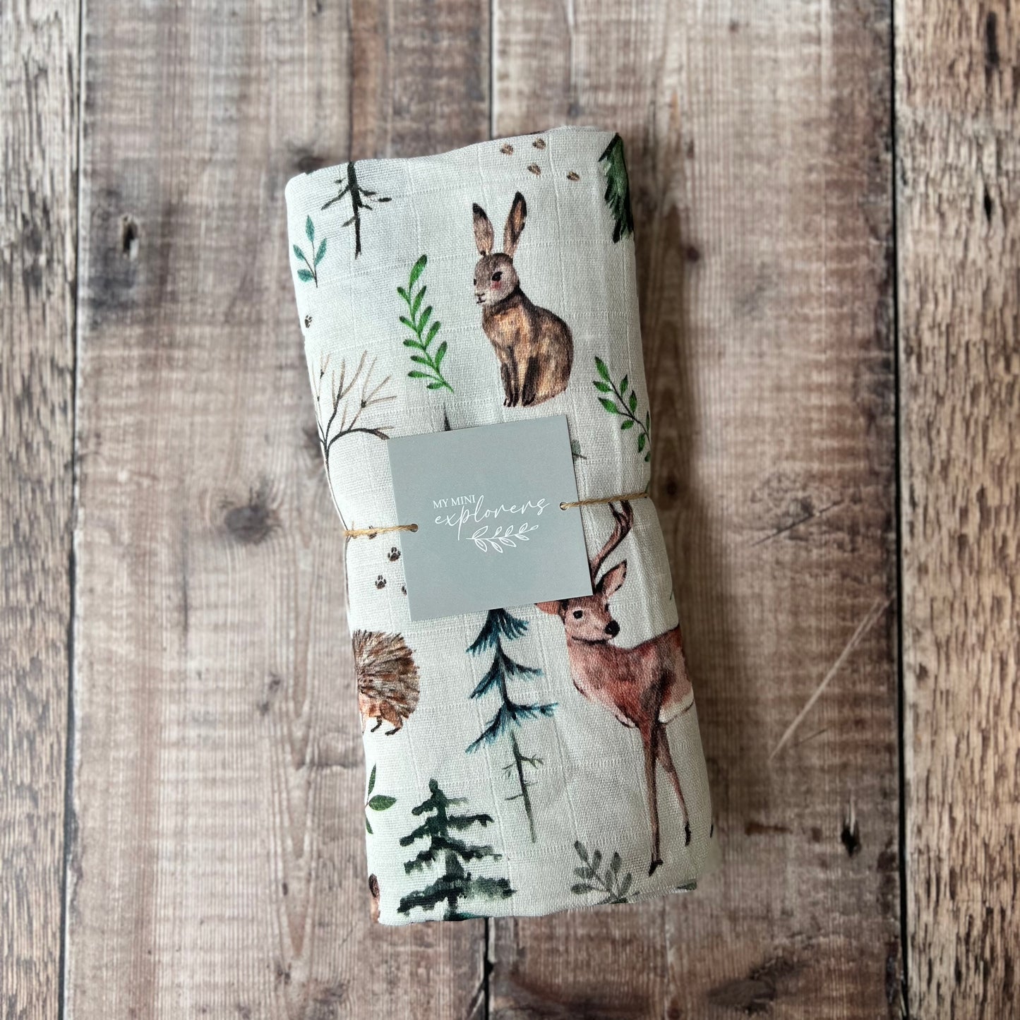 Woodland Animals Muslin Swaddle Blanket