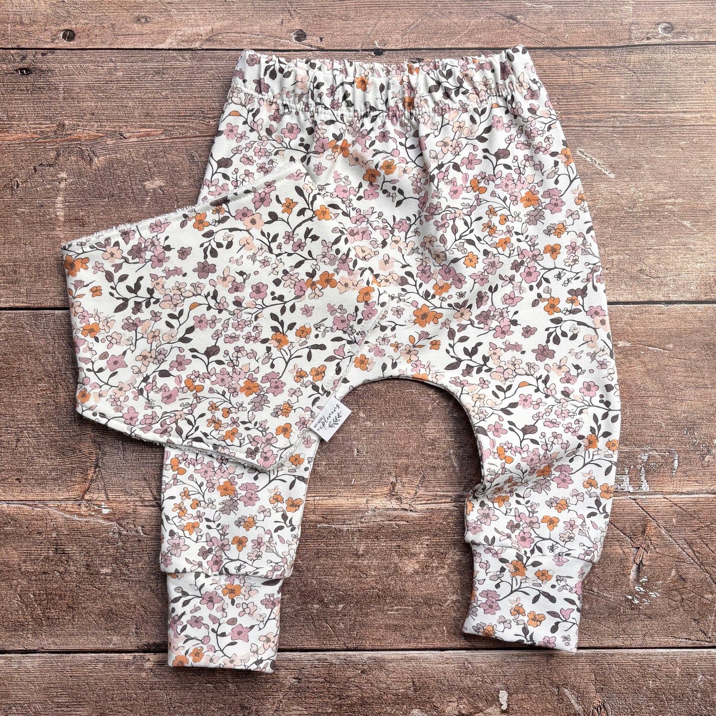 Lilac & Caramel Ditsy Floral Baby & Toddler Dribble Bib