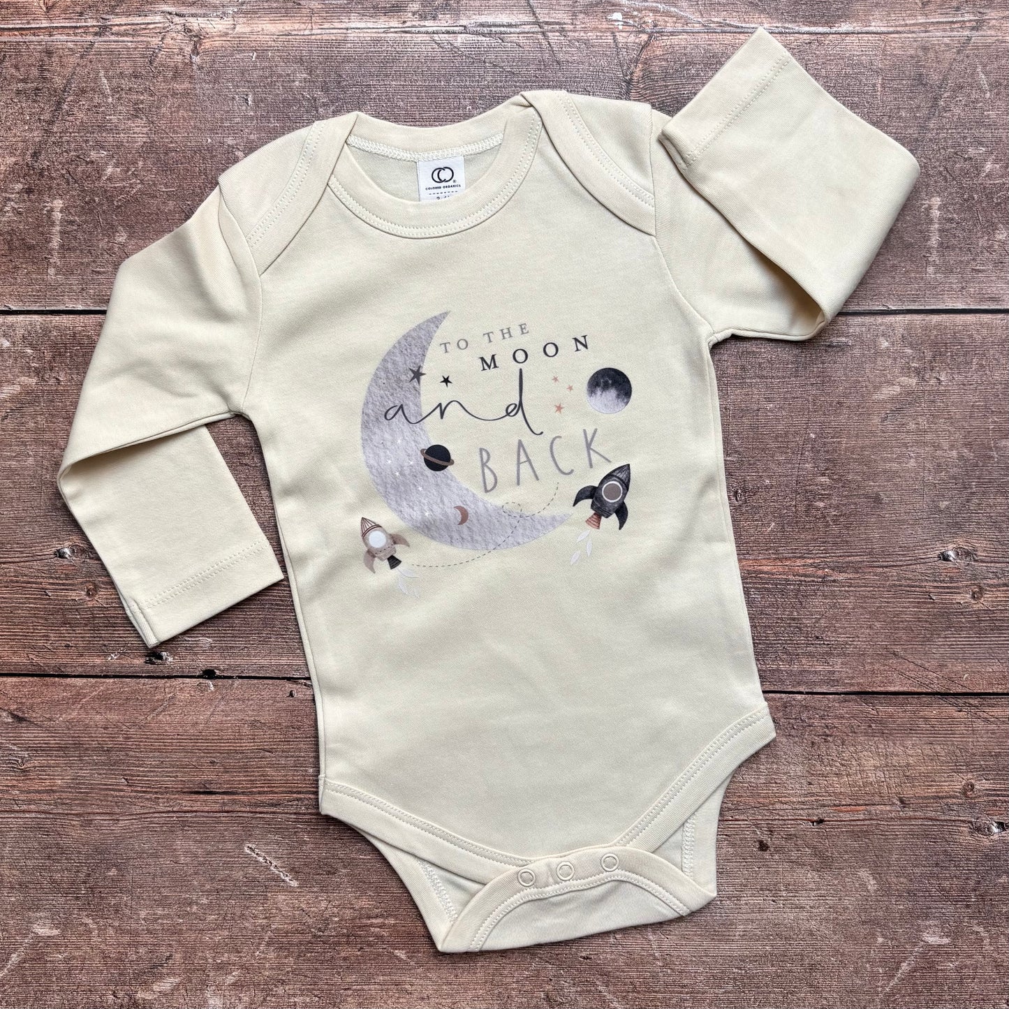 To the moon and back long sleeve bodysuit 3-6m (natural)