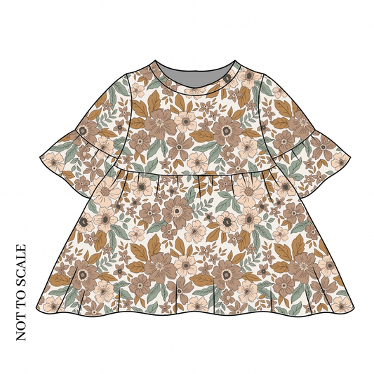 Folk Floral Child & Baby Frill Sleeve Dress