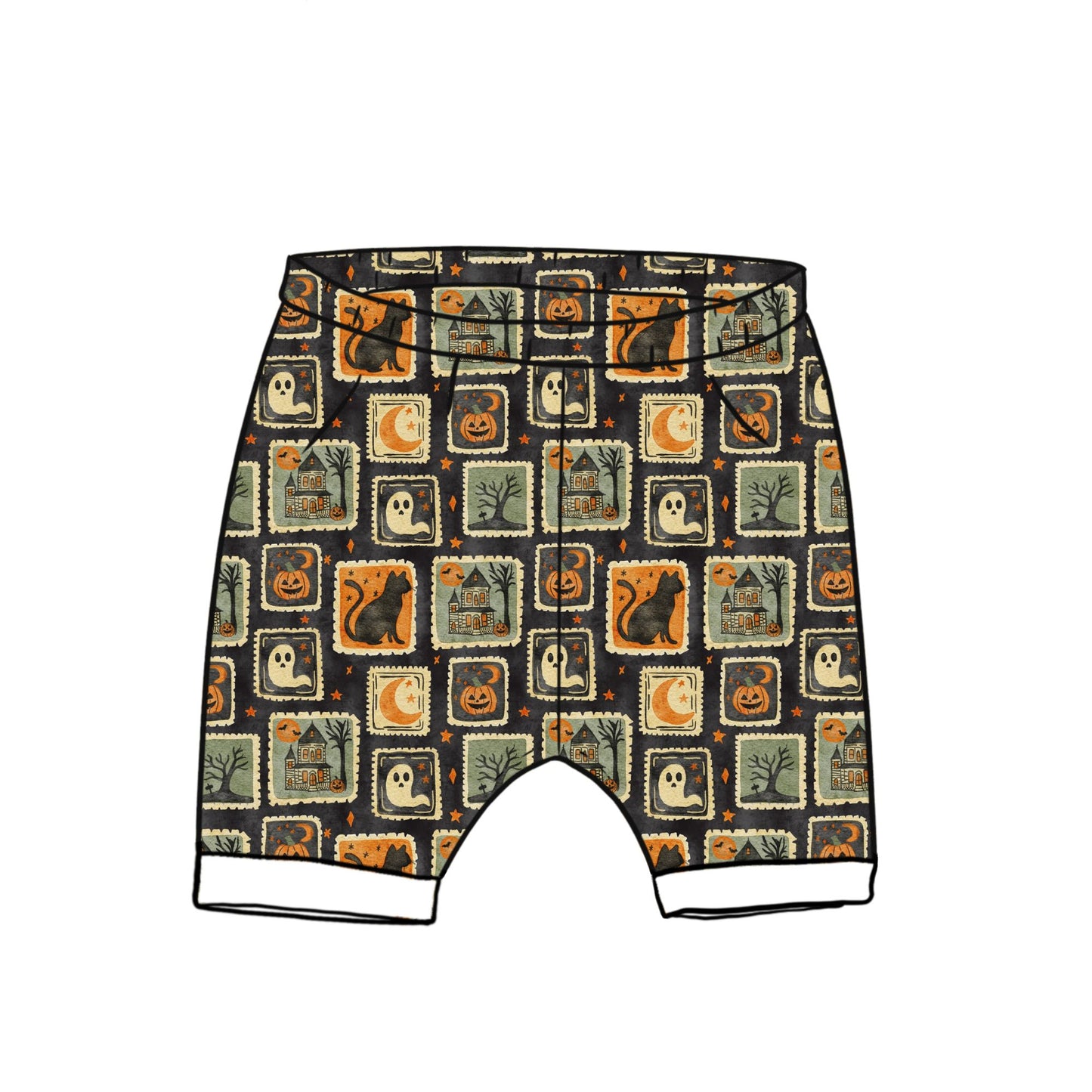 Halloween Stamps Child & Baby Shorts - Rolled or Hemmed