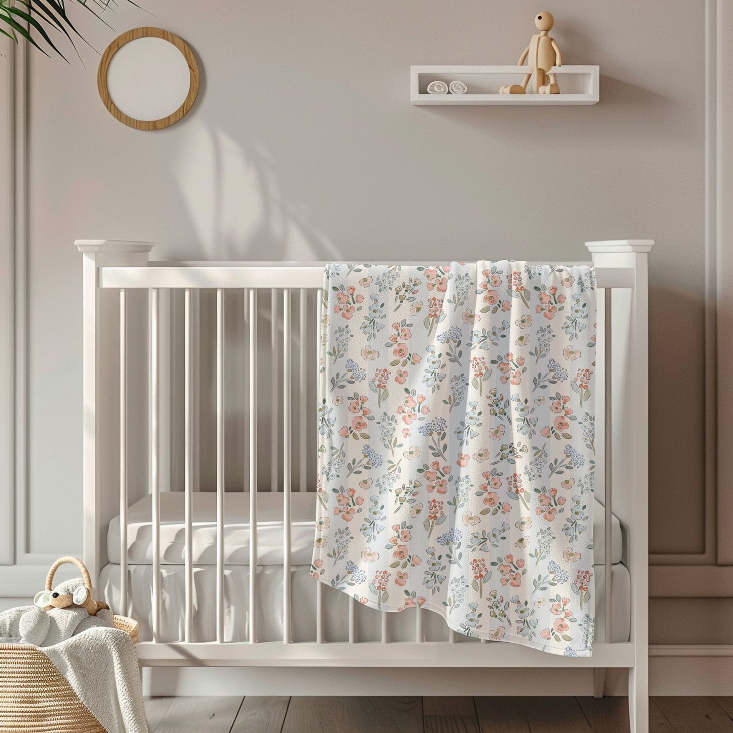 Floral Stripes Toddler & Child Sherpa Blanket