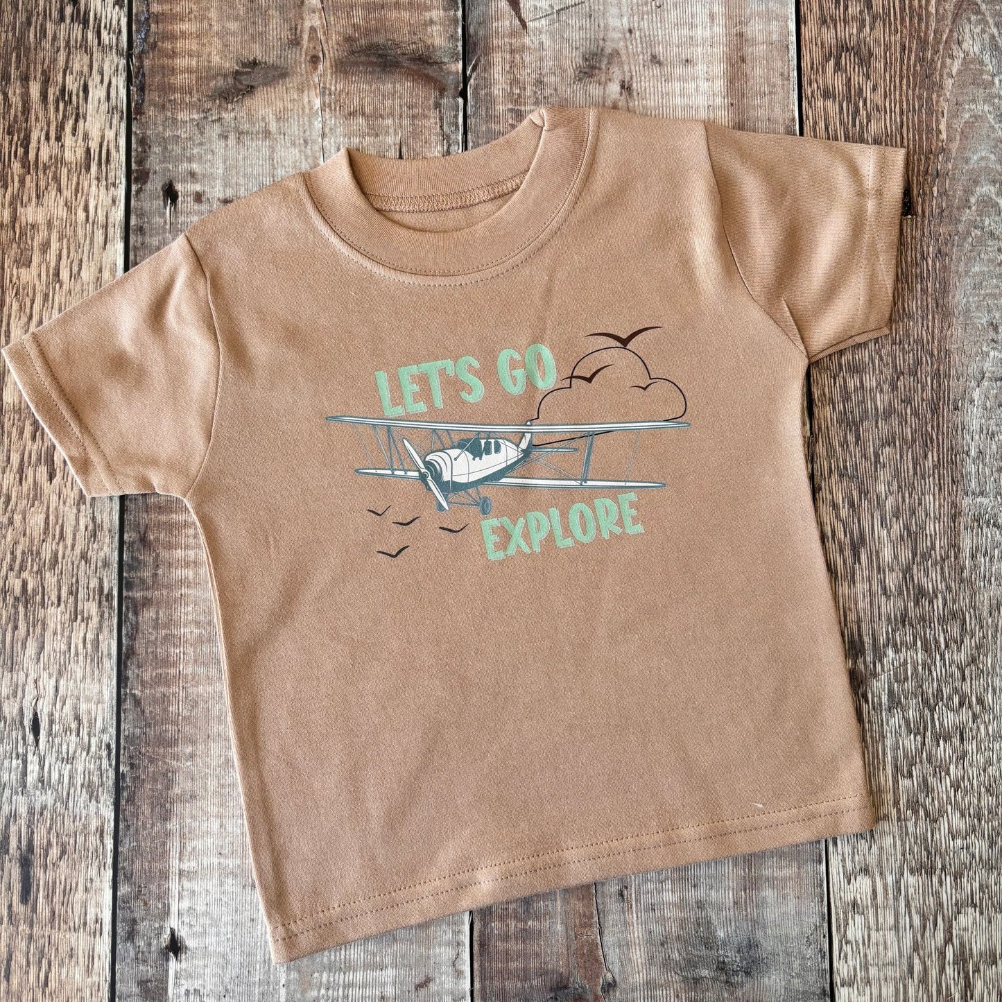 Let's go explore short sleeve T-shirt 6-12m (Taupe)