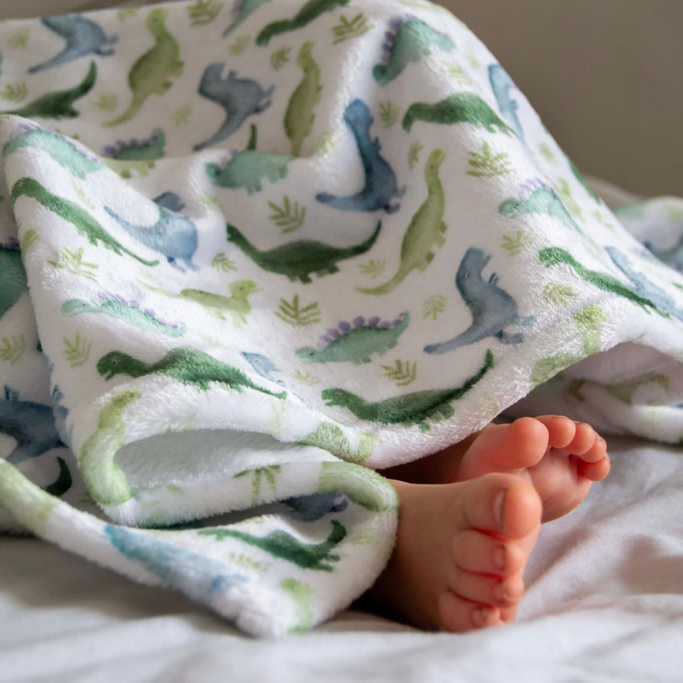 Blue Dinos Snuggle Blanket - Pram/Buggy Size