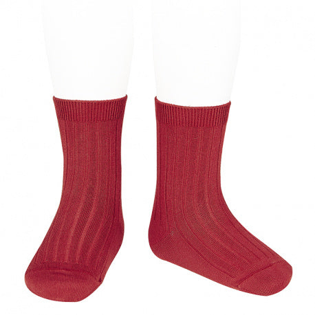Cóndor Cotton Rib Ankle Socks - CHERRY