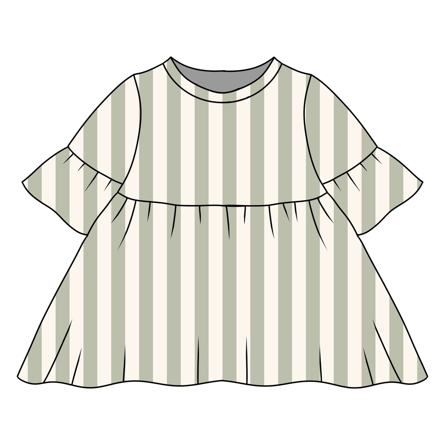 Sage Stripes Child & Baby Sleeved Dress - 3 options