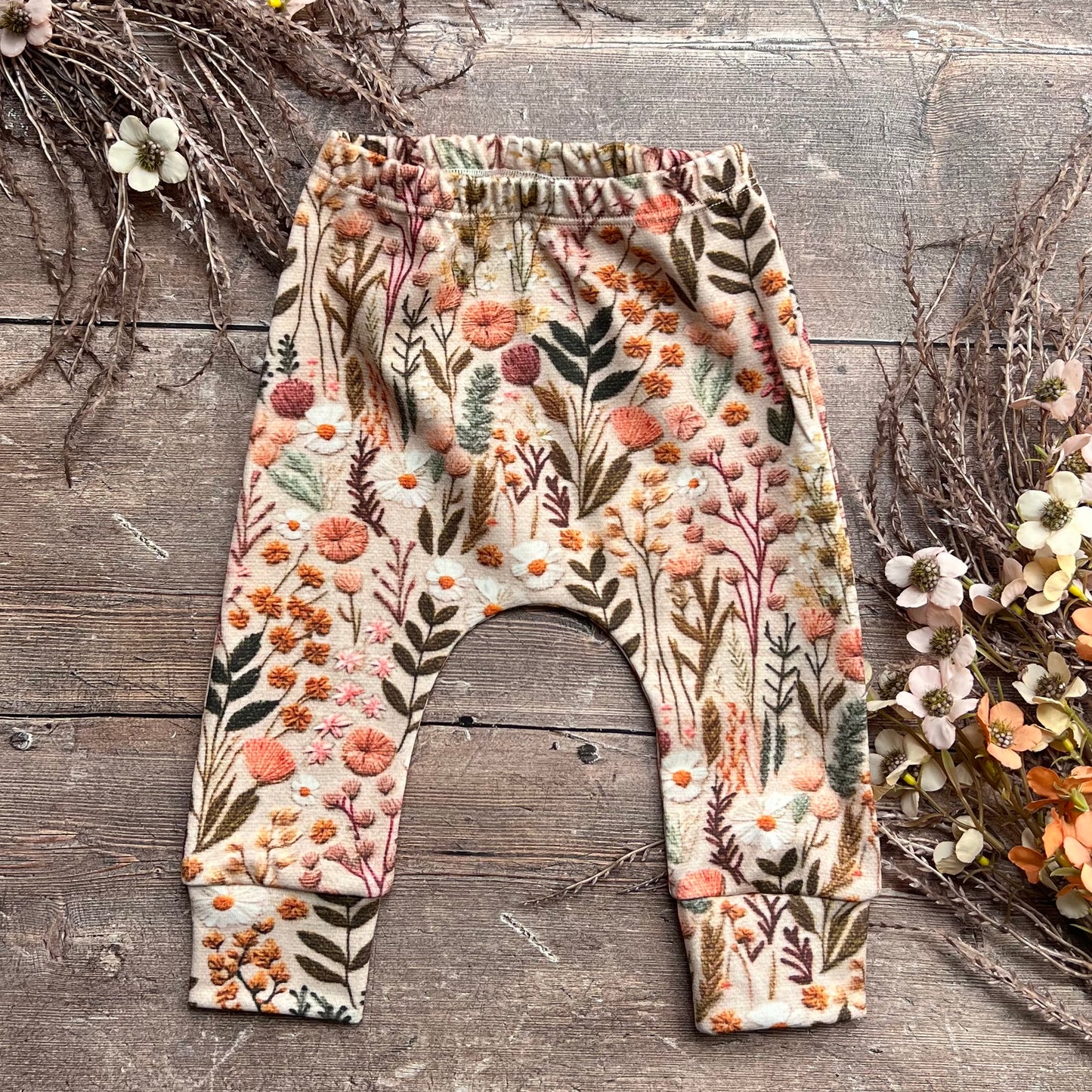 Embroidered Look Floral Harems 6-9m