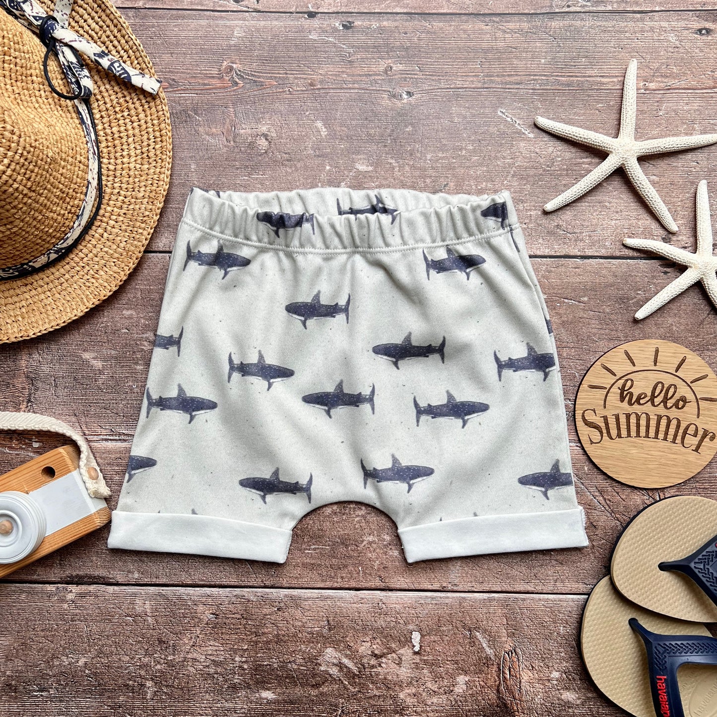 Sharks Rolled Shorts 9-12m