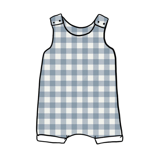 Denim Gingham Short Romper