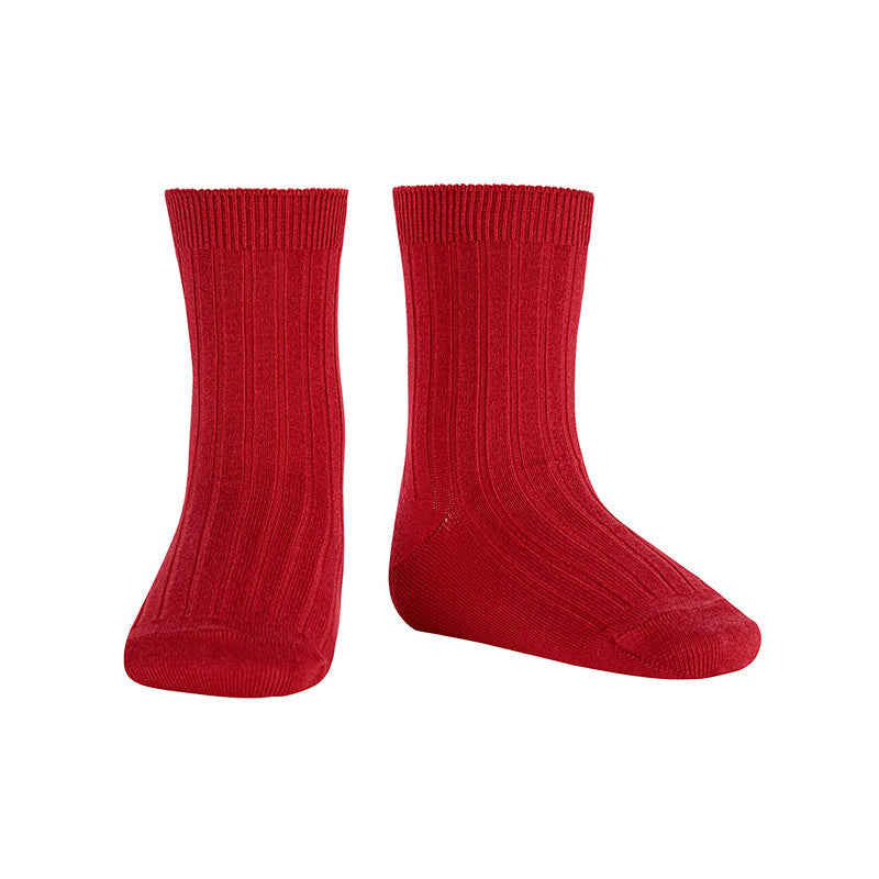 Cóndor Cotton Rib Ankle Socks - RED VELVET
