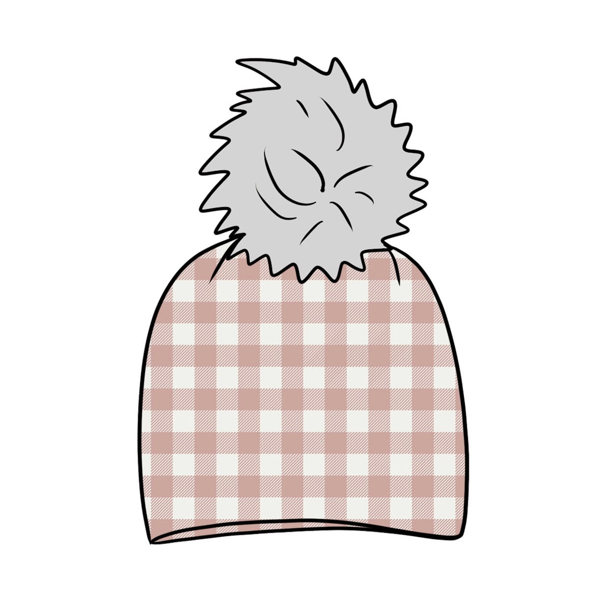 Rose Gingham Bobble Hat