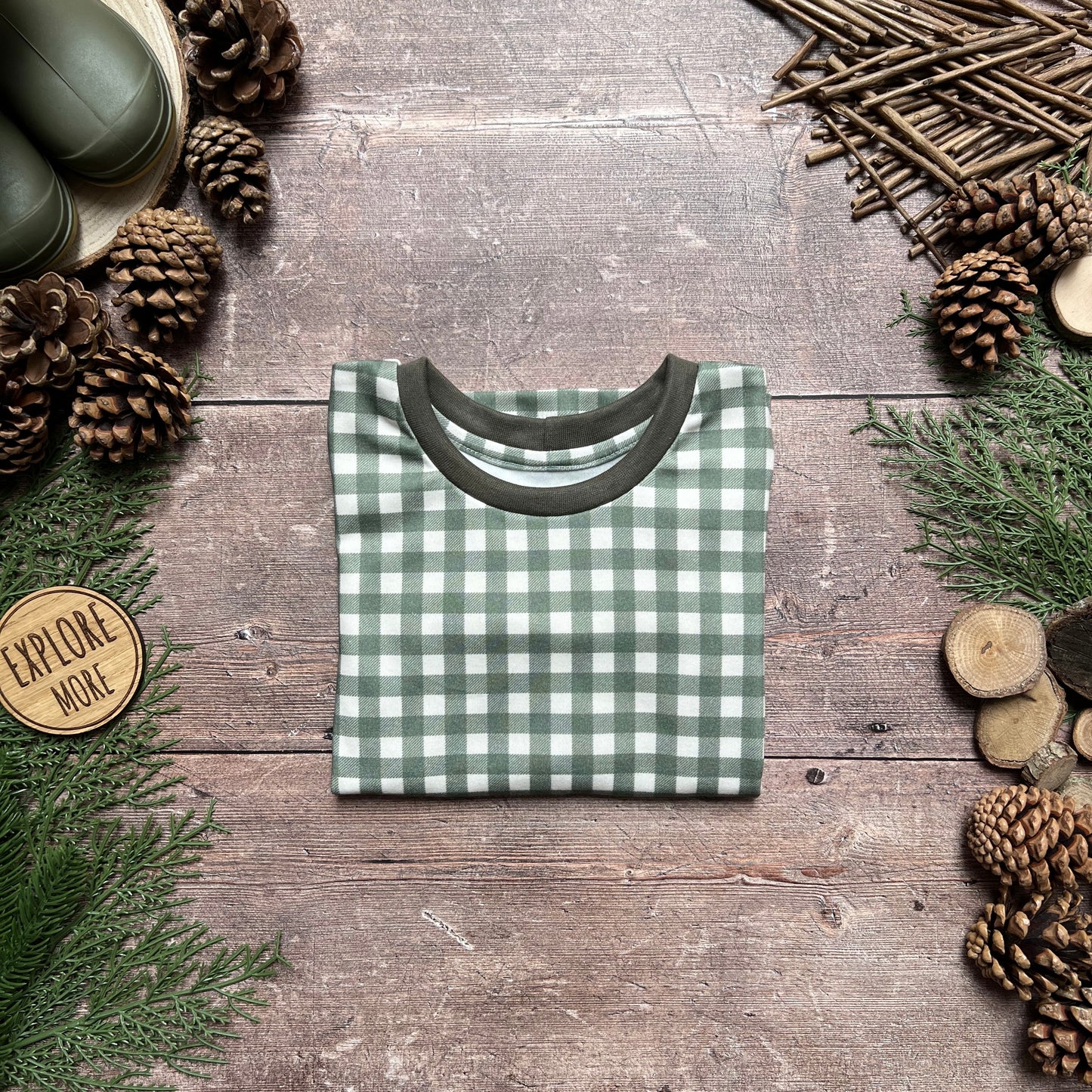 Forest Gingham Long Sleeve T-Shirt