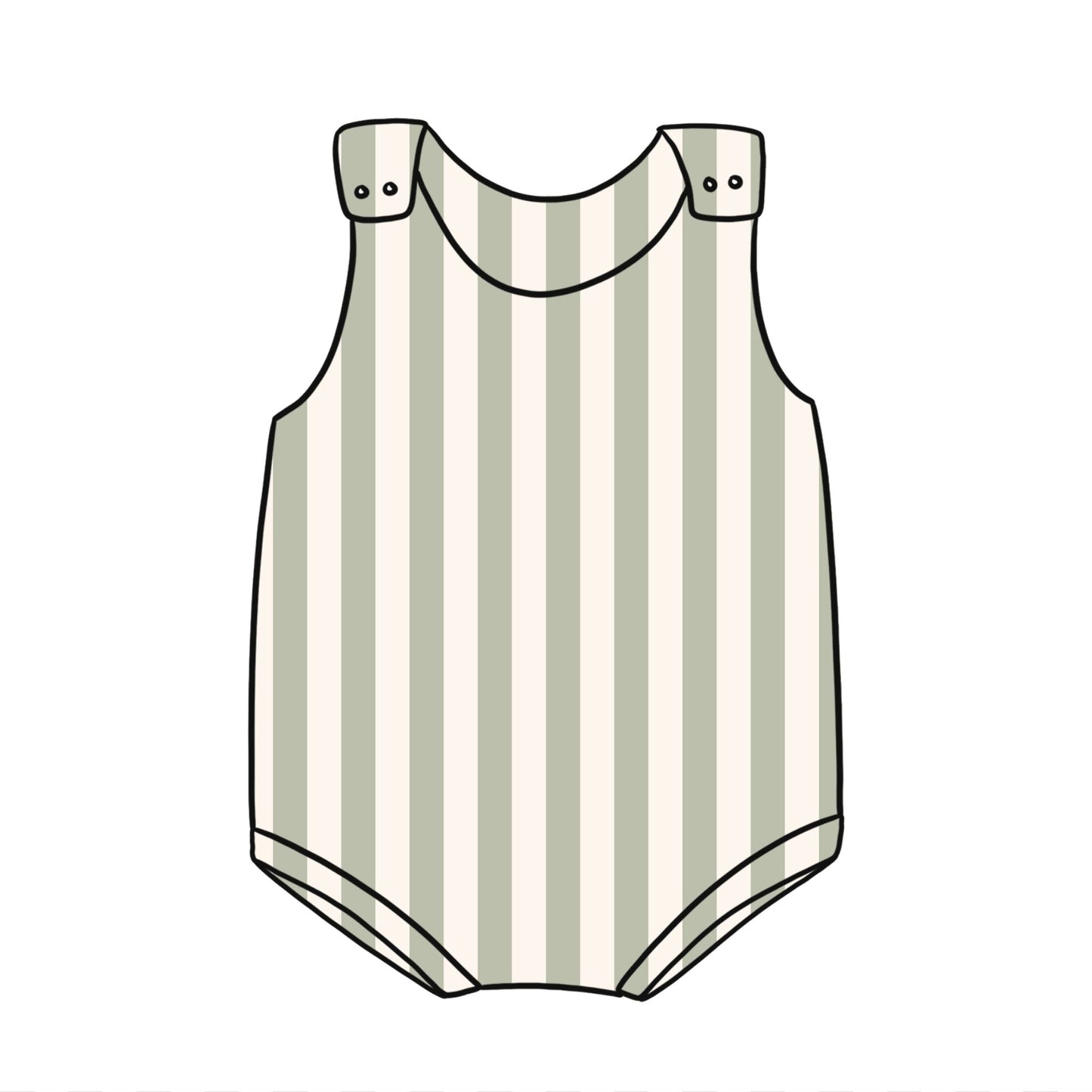 Sage Stripes Child & Baby Bloomer Romper