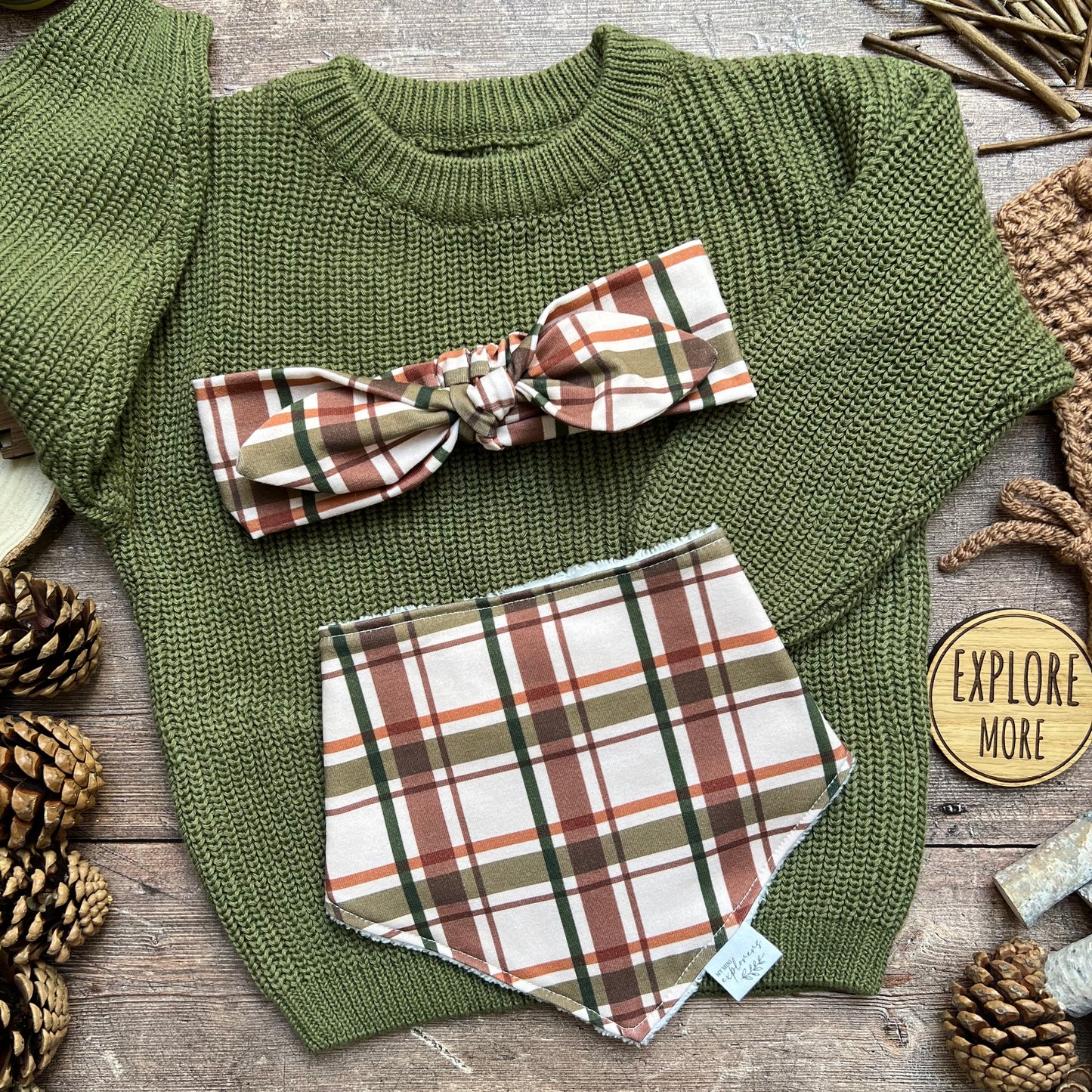 Wild Wood Check Dribble Bib