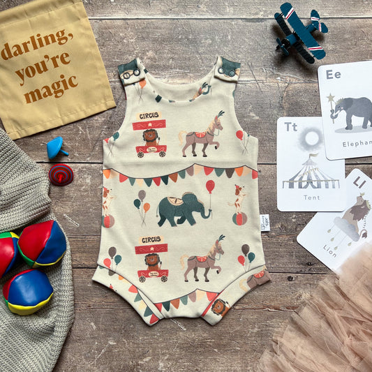 Circus Time Bloomer Romper 3-6m
