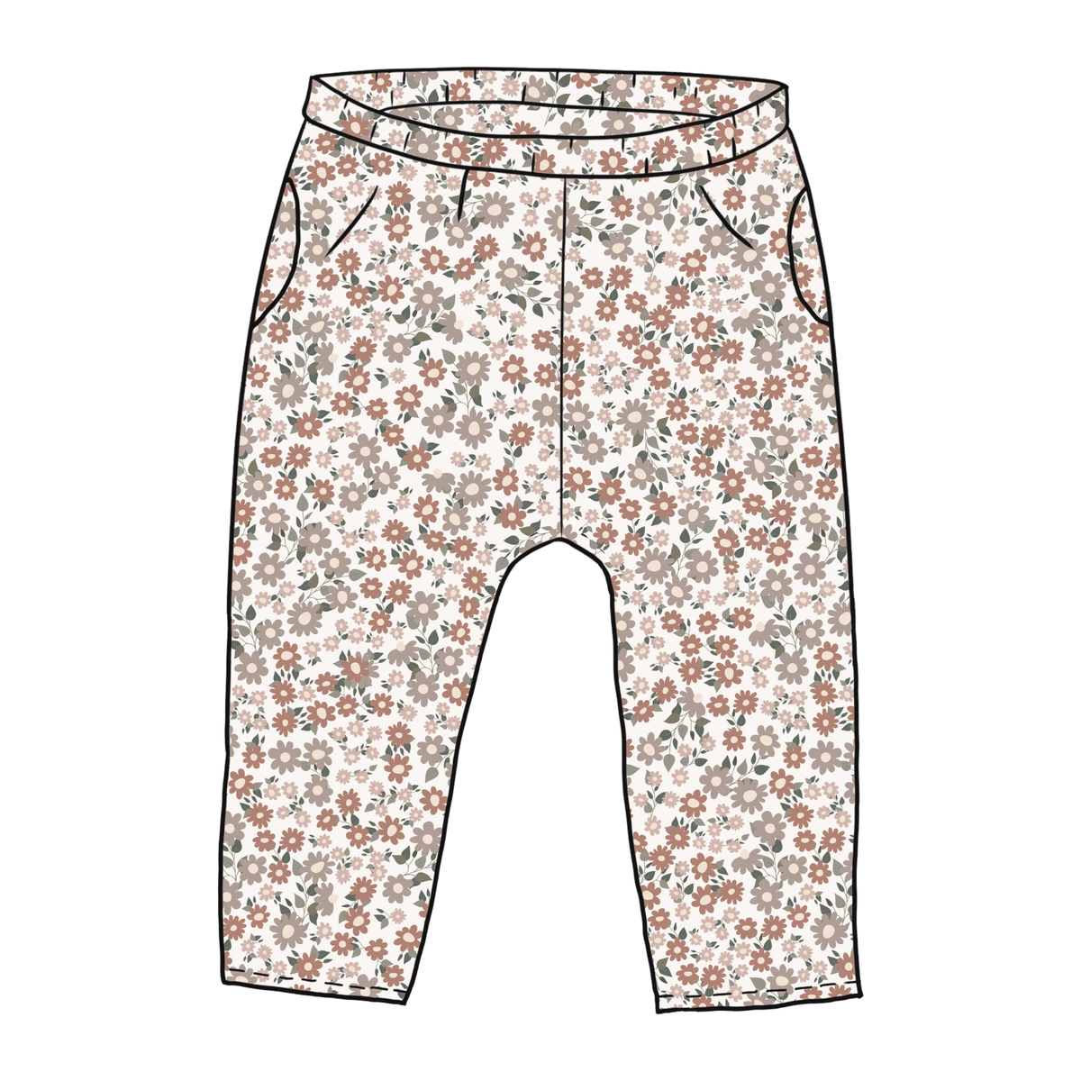 Cottage Core Ditsy Toddler & Child Pocket Trousers