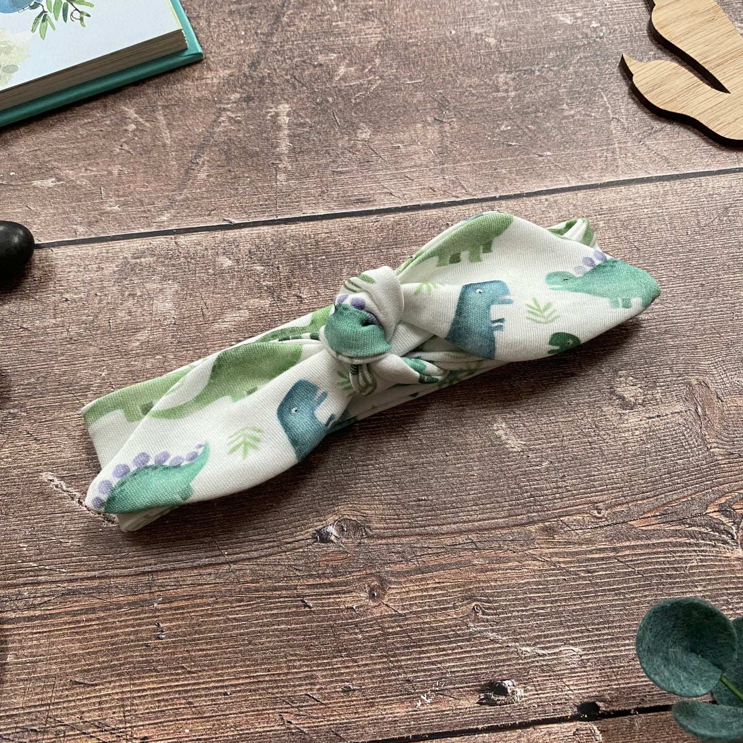 Blue Dinos Knot Bow Headband