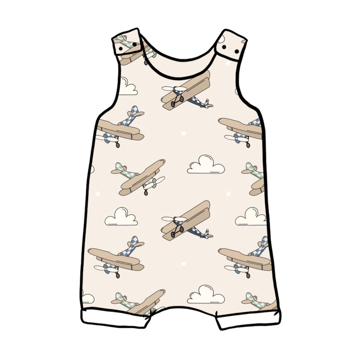 Vintage Airplanes Short Romper