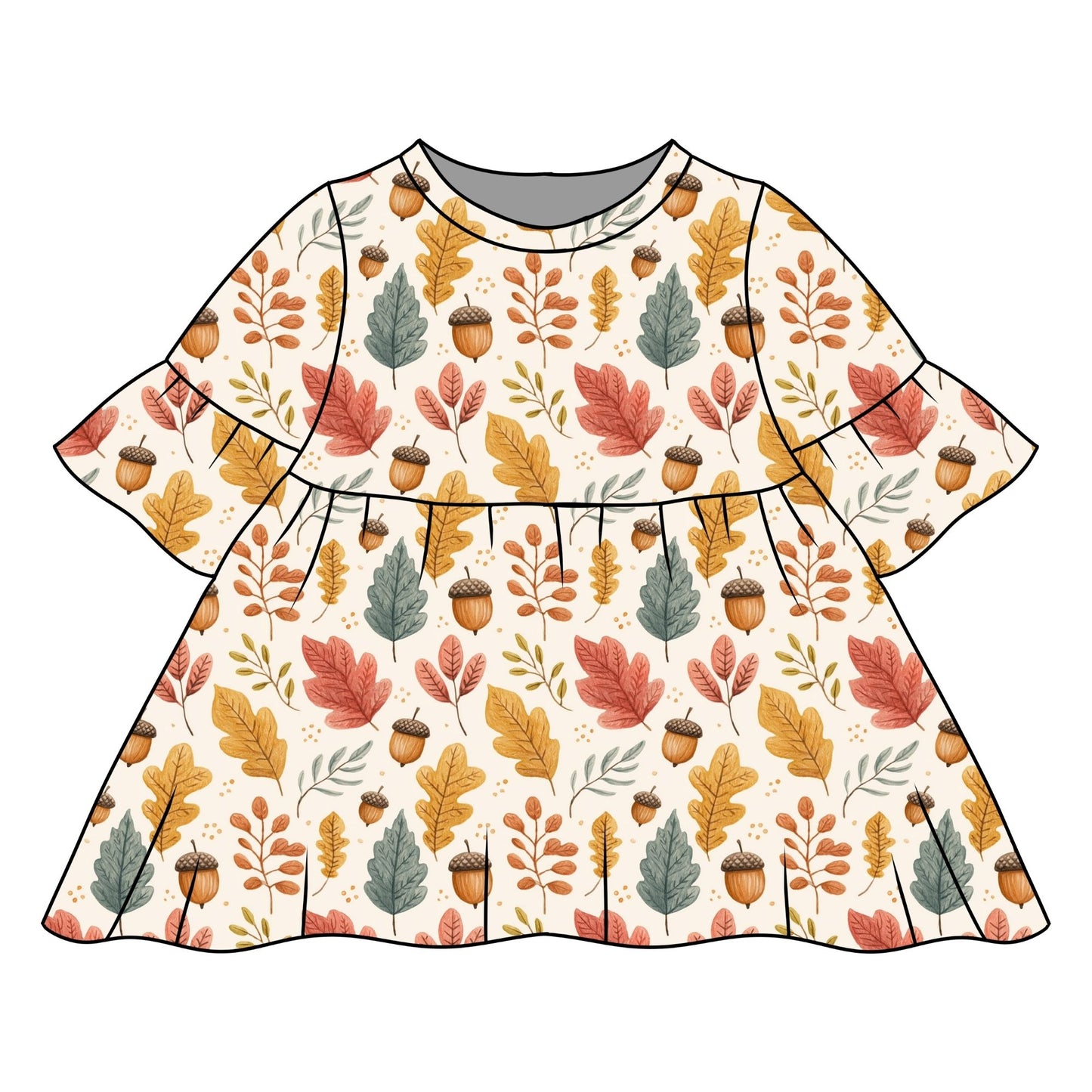 Acorns and Leaves Child & Baby Sleeved Dress - 3 options