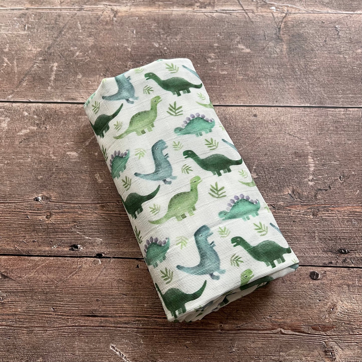Blue Dinos Muslin Swaddle Blanket
