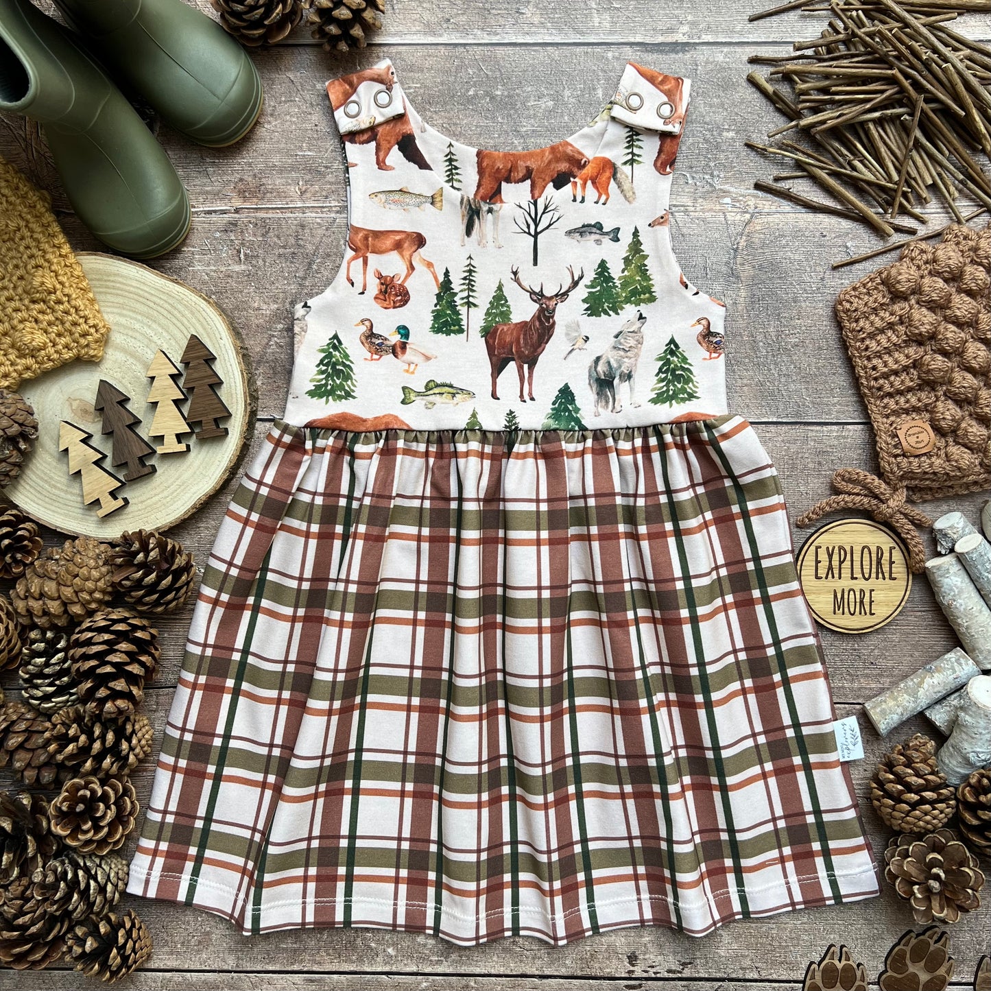 Wild Wood Animals Pinafore Dress