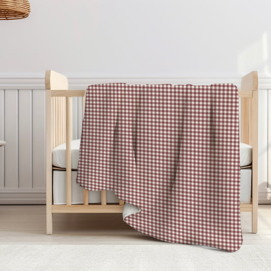 Berry Gingham Sherpa Blanket