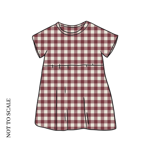 Berry Gingham Short Sleeve Dress