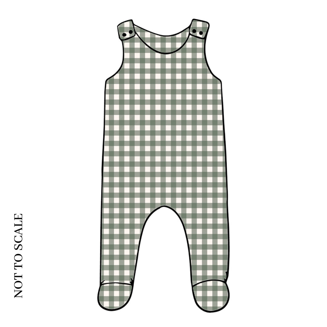 Forest Gingham Footed Romper